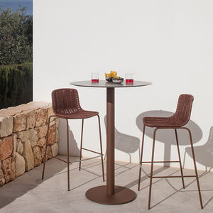 silla de bar contemporánea / con reposapiés / apilable / de acero inoxidable
