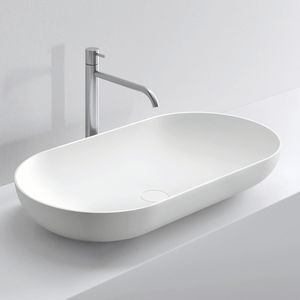 lavabo sobre encimera / ovalado / de cerámica / moderno