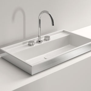 lavabo sobre encimera / rectangular / de acero / moderno