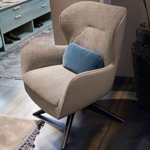 sillón contemporáneo / de tejido / de madera / giratorio