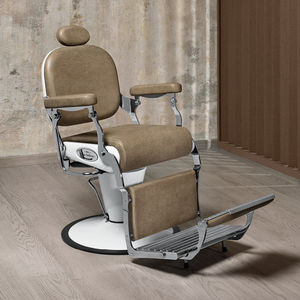 sillón de barbero de metal cromado