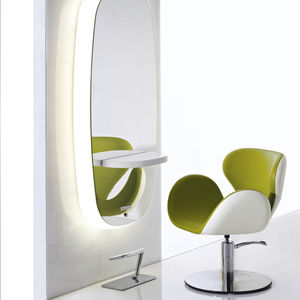 sillón de peluquería de cuero artificial / de acero / de metal cromado / de poliuretano
