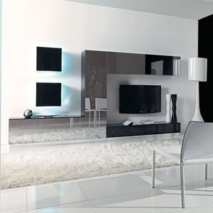 mueble TV contemporáneo / de vidrio / de aluminio