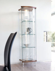 vitrina contemporánea / de vidrio / de madera / con luz