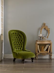 sillón clásico / de terciopelo / con respaldo alto / verde