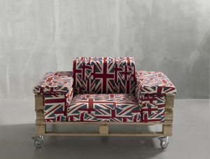 sillón de estilo industrial / de textil / con ruedas / con reposabrazos