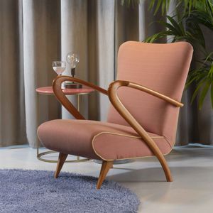 sillón contemporáneo / de madera maciza / de tejido / color personalizado