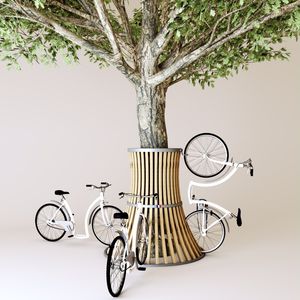 aparcabicis de acero galvanizado / de madera / de diseño original / para espacio público