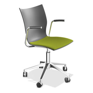 silla de visita contemporánea / con reposabrazos / tapizada / giratoria
