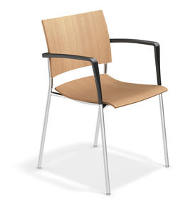 silla moderna / tapizada / con reposabrazos / apilable