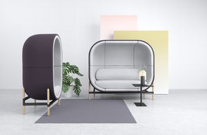 sofá de diseño original / de tejido / de madera / de acero con revestimiento en polvo