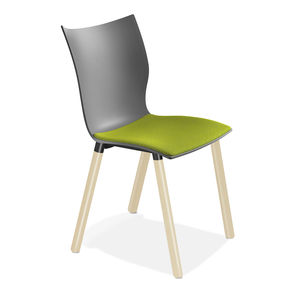 silla de visita contemporánea / tapizada / de haya / de plástico