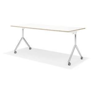 mesa contemporánea / de madera / con base metálica / rectangular