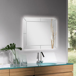 espejo para baño de pared / con luz / contemporáneo / rectangular