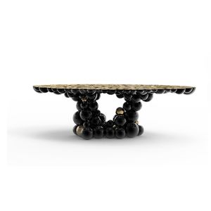 mesa de comedor de diseño original / de latón / con base de latón
