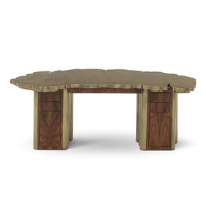 escritorio de chapa de madera / de palisandro / de latón pulido / de diseño original