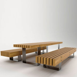 conjunto de mesa y banco contemporáneo