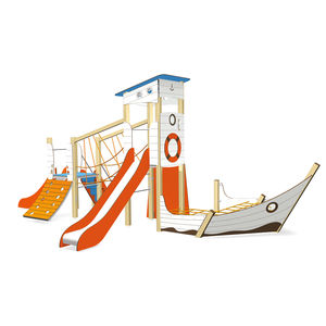 estación de juego para parque infantil / para espacio público / de madera / de metal