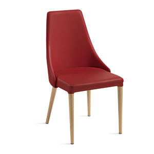 silla moderna / tapizada / de cuero / de haya