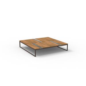 mesa de centro contemporánea / de iroko / de mármol / con base de acero inoxidable