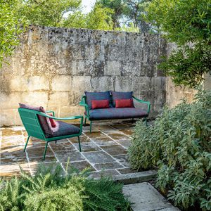sillón contemporáneo / de tejido / aluminio / de cuerda