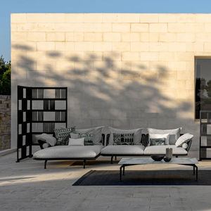 puf contemporáneo / de tejido / de aluminio / cuadrado