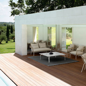 mesa de centro contemporánea / de gres porcelánico / con base de aluminio / rectangular