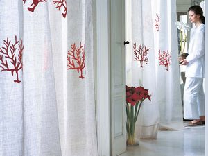 tela para cortinas / con motivos / de lino
