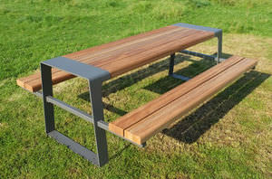 mesa de pícnic contemporánea / de madera / de acero galvanizado / de acero inoxidable