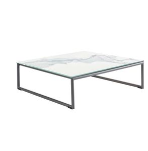 mesa de centro contemporánea / de cerámica / de mármol / con base de aluminio lacado