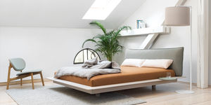 cama de matrimonio / contemporánea / con cabecero tapizado / de tejido