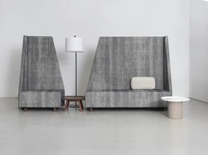 banqueta modular / contemporánea / de tejido / de cuero