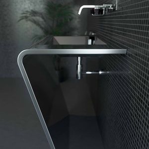 lavabo de pie / rectangular / de acero inoxidable / de diseño original