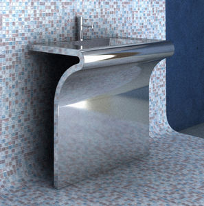 lavabo de pie / rectangular / de acero inoxidable / de diseño original