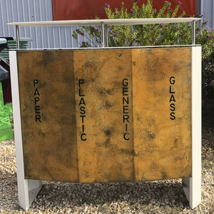 cubo de basura público / de acero / de acero galvanizado / contemporáneo