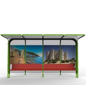 parada de autobús de vidrio