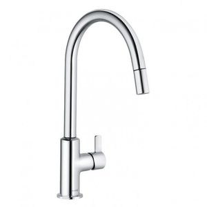 grifo monomando de metal cromado / de cerámica / para cocina / con 1 orificio