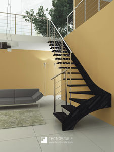 Escalera en L - ALIANTE EASY - TECNOSCALE - estructura de madera / con