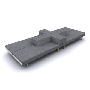 banqueta modular / contemporánea / de tejido / de roble