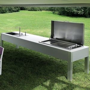 isla de cocina de metal
