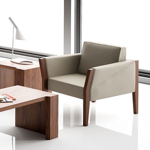 sillón contemporáneo / de tejido / de cuero / de madera