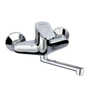 grifo monomando de pared / de metal cromado / para cocina / con 2 orificios