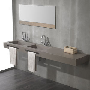 encimera de lavabo doble / de material compuesto / con toallero integrado