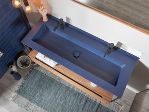 encimera de lavabo de material compuesto / a medida / con toallero integrado