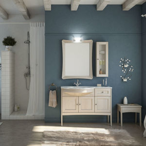 mueble de lavabo de pie / de madera / moderno / con espejo