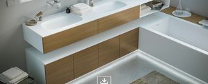 mueble de lavabo doble / mural / de madera / moderno