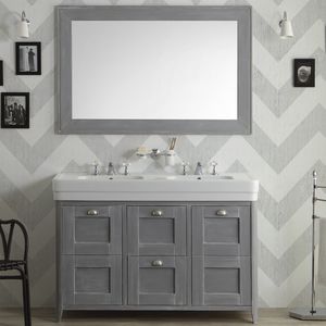 mueble de lavabo doble / de pie / de madera / clásico