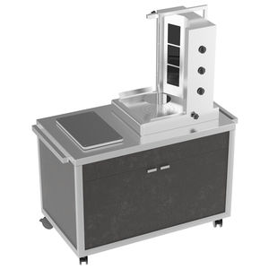 mesa de preparación para cortafiambres / de acero inoxidable / móvil / profesional
