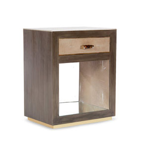 mesilla de noche moderna / de madera / de vidrio / rectangular