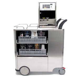 carrito de servicio / para bandejas de hostelería y restauración / para el sector servicios / de acero